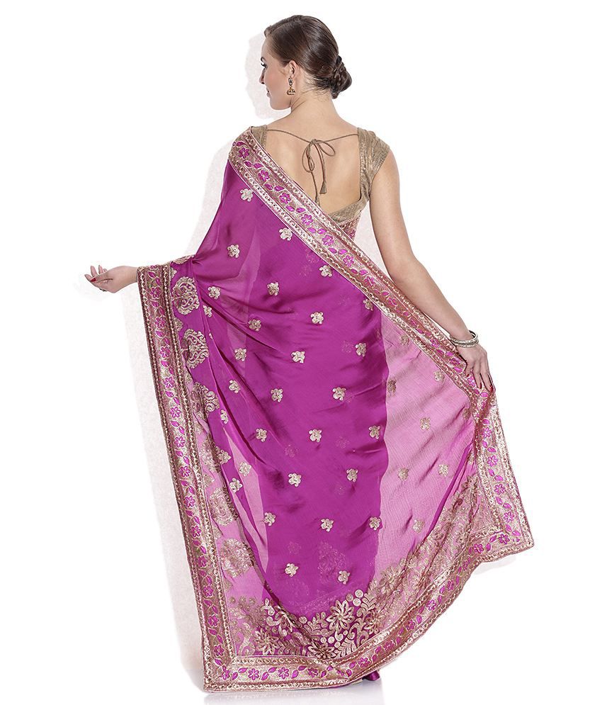 Pothys Purple Chiffon Printed Saree with Blouse Piece - Buy Pothys ...