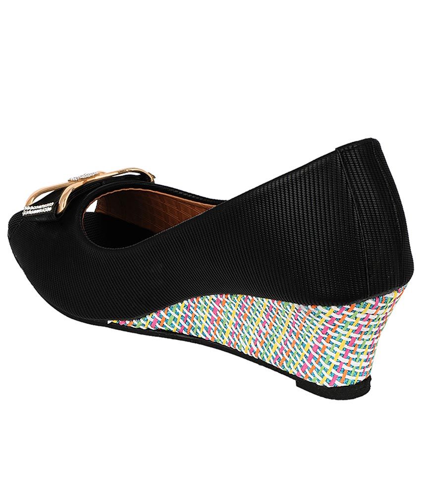 Sneha Unique Black Wedges Heels Price in India Buy Sneha Unique Black Wedges Heels Online at