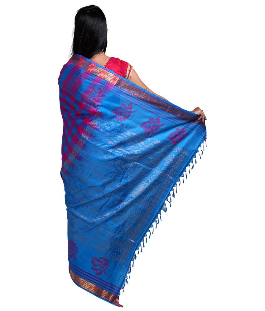 Co-optex Blue and Purple & Pink Coimbatore Soft Silk Saree with Blouse ...