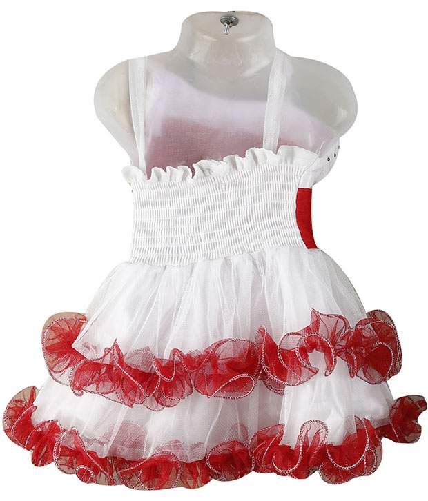 white frocks with red dupatta