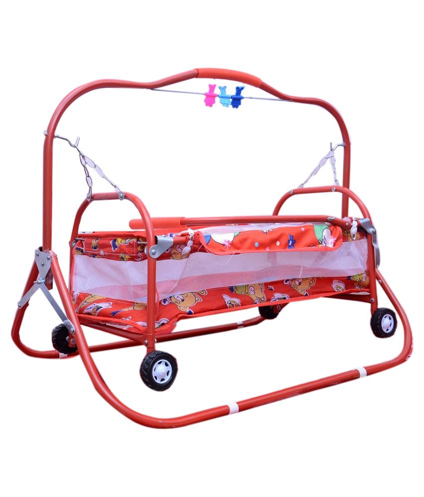 Abasr Red Steel Craft Baby Cradle , Cot , Crib , , Stroller