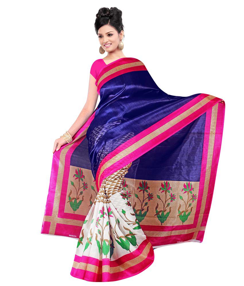 Sneha Fancy Designer Sarees Blue Bhagalpuri Silk Saree Buy Sneha