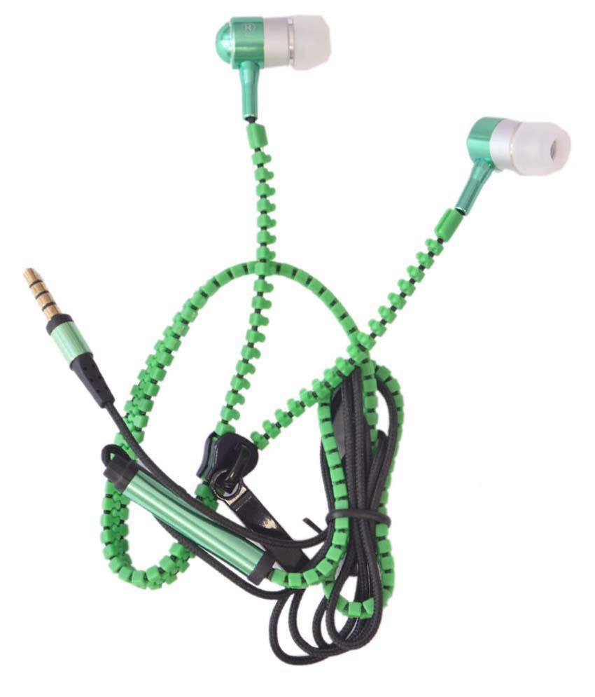 Zakk Zipper Earbuds Wired Earphones With Mic Green Buy Zakk Zipper Earbuds Wired Earphones