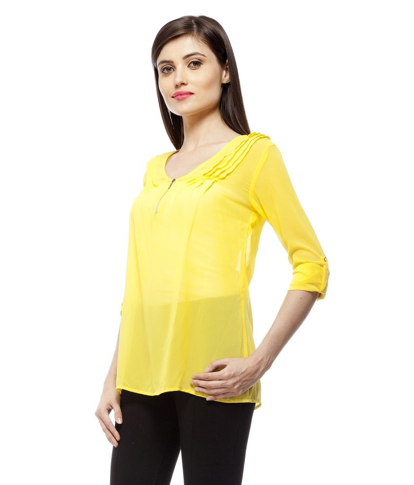     			StyleStone - Yellow Georgette Women's Regular Top ( Pack of 1 )