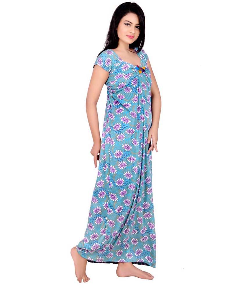Buy Kanika Blue Cotton Nighty Online at Best Prices in India Snapdeal