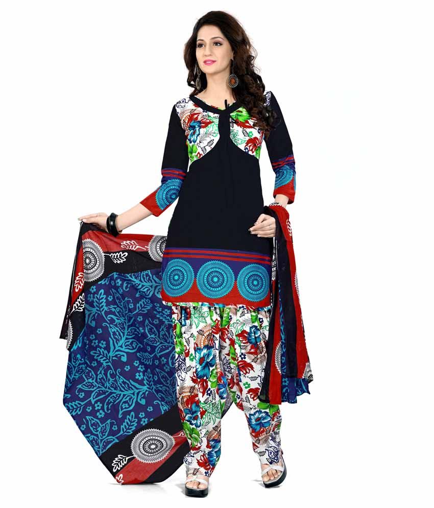 AVS Multi Color Cotton Unstitched Dress Material - Buy AVS Multi Color Cotton Unstitched Dress 
