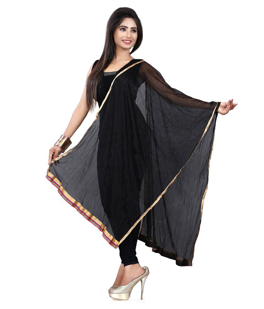 Parisha Black Foil Printed Dupatta Price in India - Buy ...