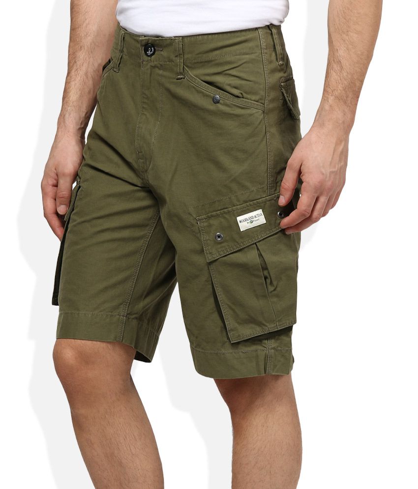 Woodland Green Cotton Shorts - Buy Woodland Green Cotton Shorts Online ...