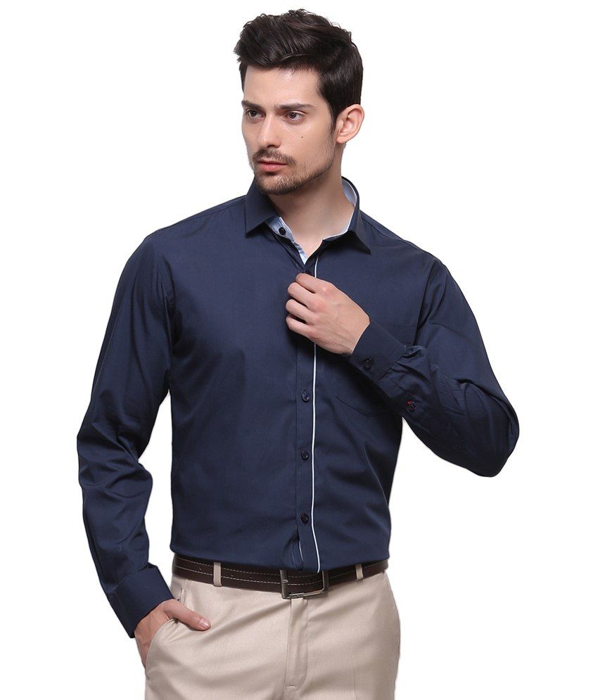 navy blue formal shirts for men