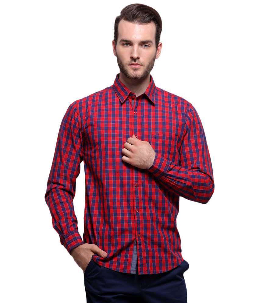 Grasim Red & Blue Checkered Casual Shirt - Buy Grasim Red & Blue ...