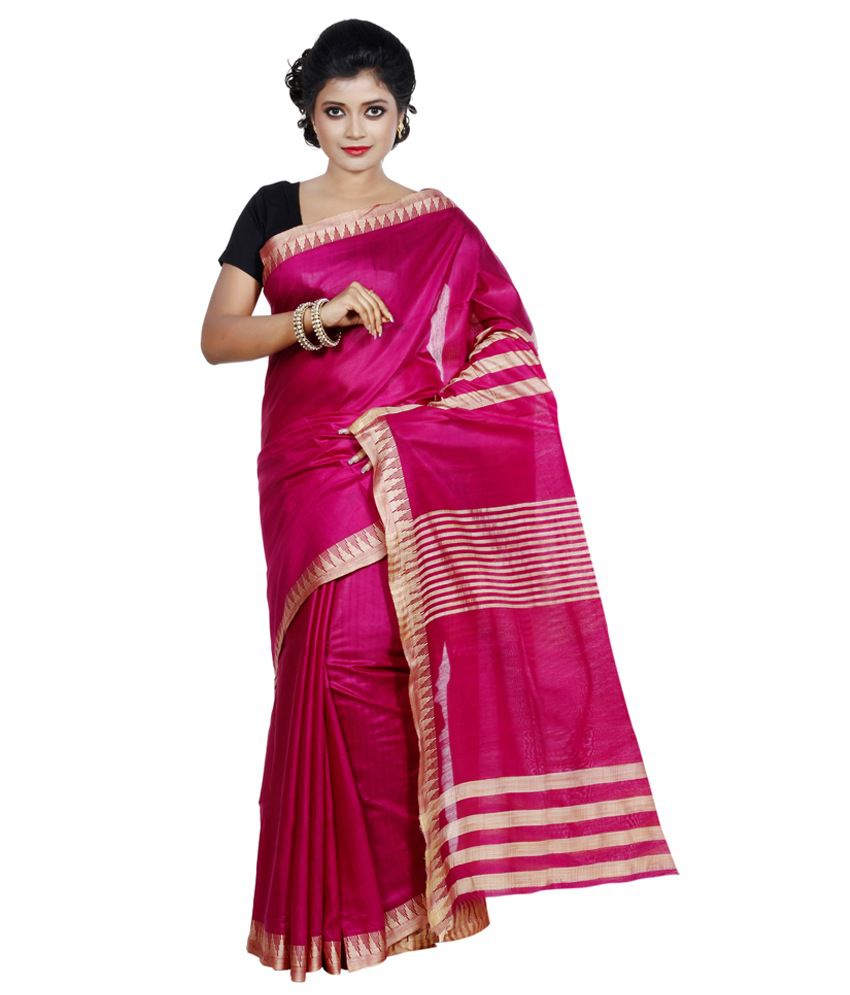 Bengal Handloom Sarees Red and Pink Bhagalpuri Silk Saree - Buy Bengal ...