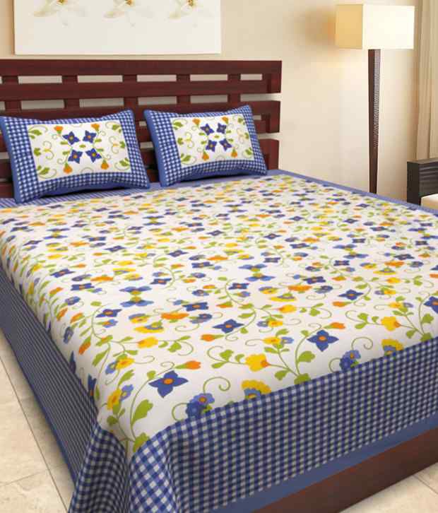     			Kismat Collection - Multi Cotton 1 Bedsheet with 2 Pillow Covers