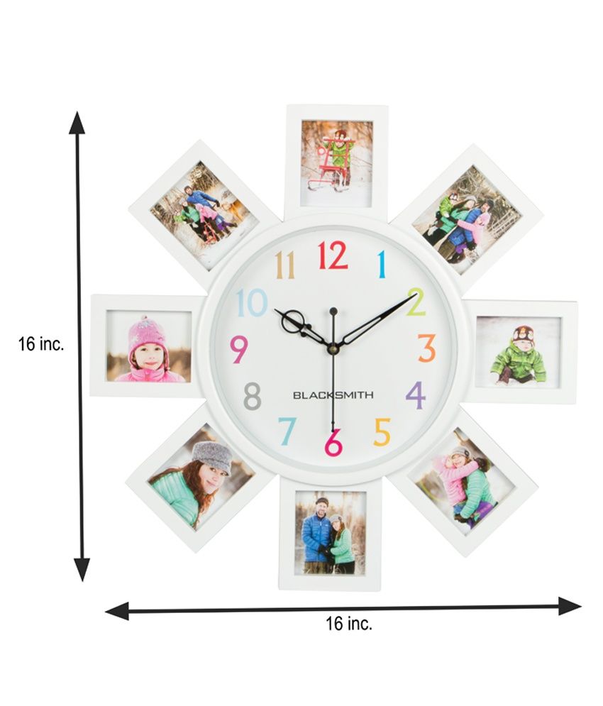 Blacksmith White Plastic Wall Clock with Photo Frame Buy Blacksmith