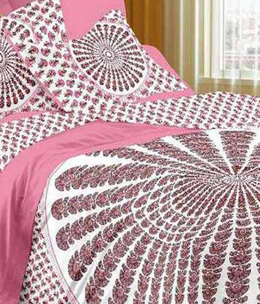 Kismat Collection King Size Traditional Cotton 2 Bed Sheets with 4 ...