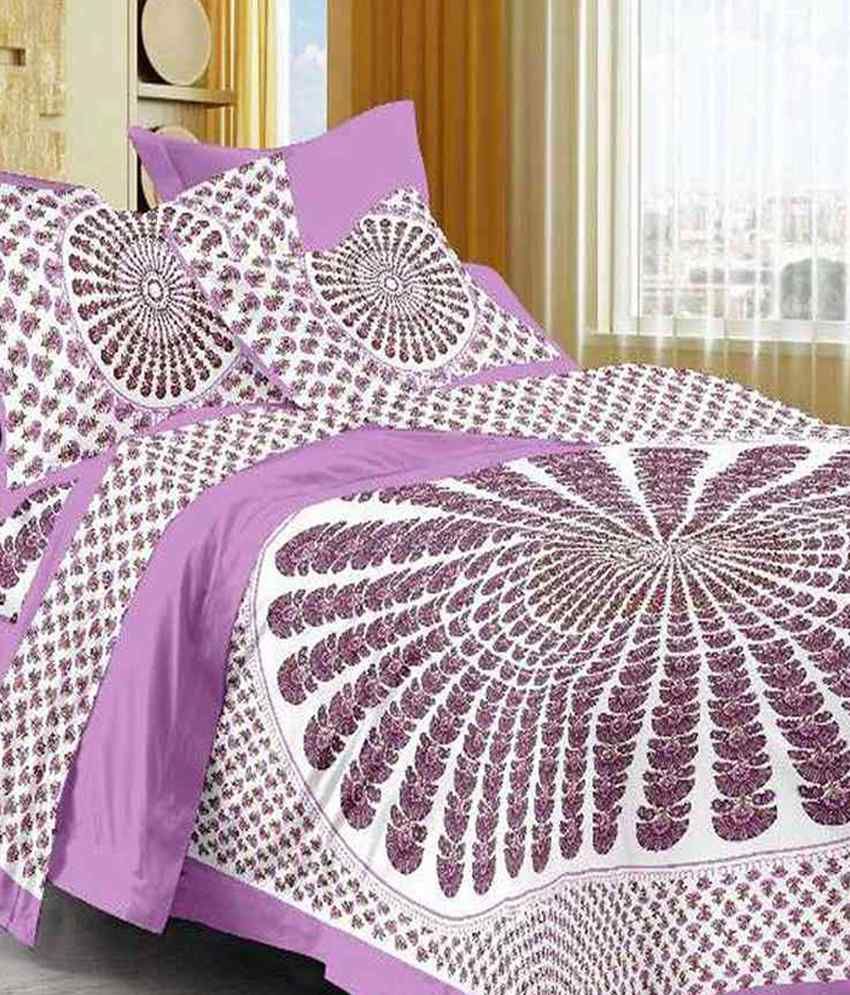 Kismat Collection 100Percent Cotton King Size 2 Double Bed Sheet Combo