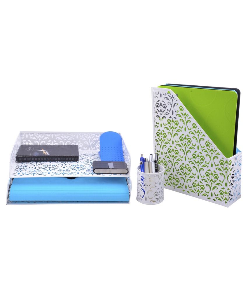 Callas White Metal Desk Organizer Pack Of 3