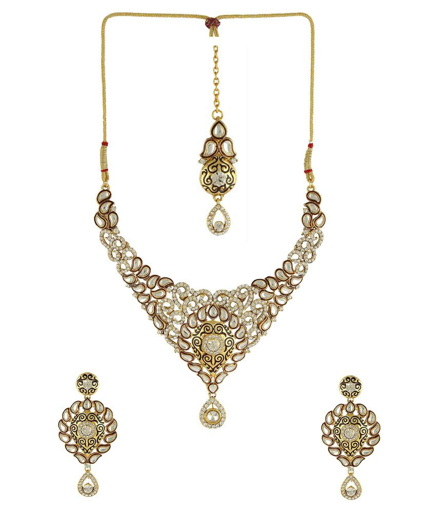 DG Jewels White Kundan Designer Necklace Set With Maang Tika - Buy DG ...