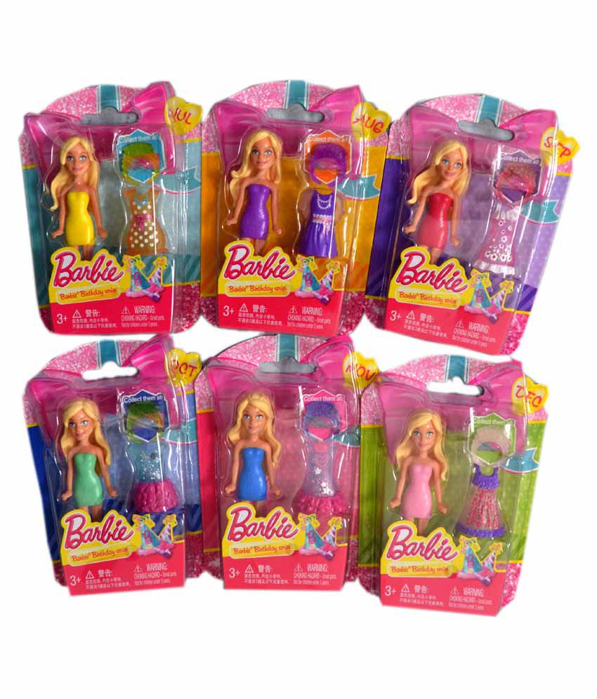  Barbie  Multicolour Polymer Mini  Doll Set Of 6 Buy Barbie  