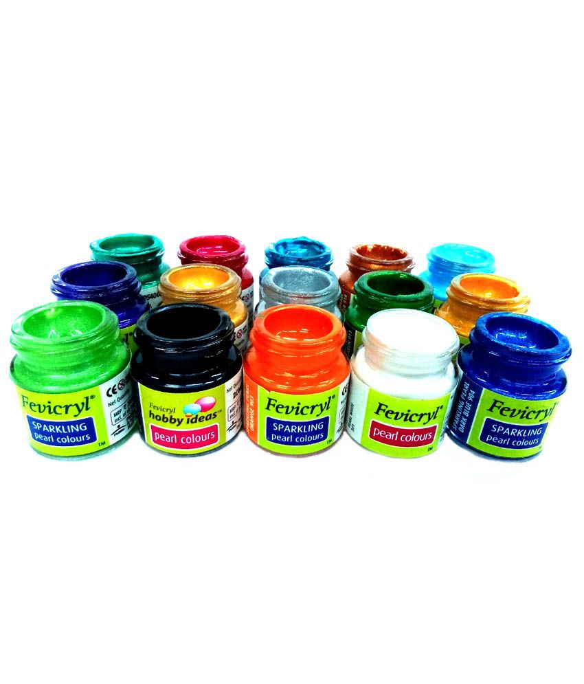     			Fevicryl Acrylic Colours (15 Colours x 15 ml) DIY Paint, Rich Pigment, Non-Craking Paint for Canvas, Wood, Leather, Earthenware, Metal