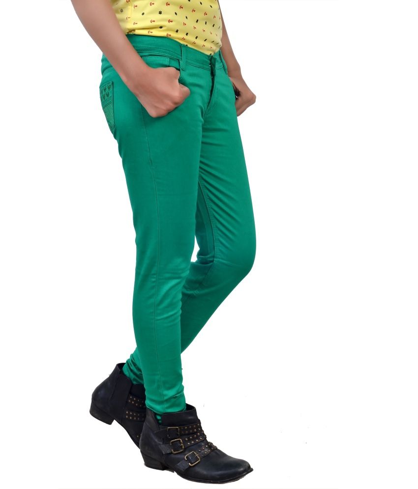 green cotton jeans