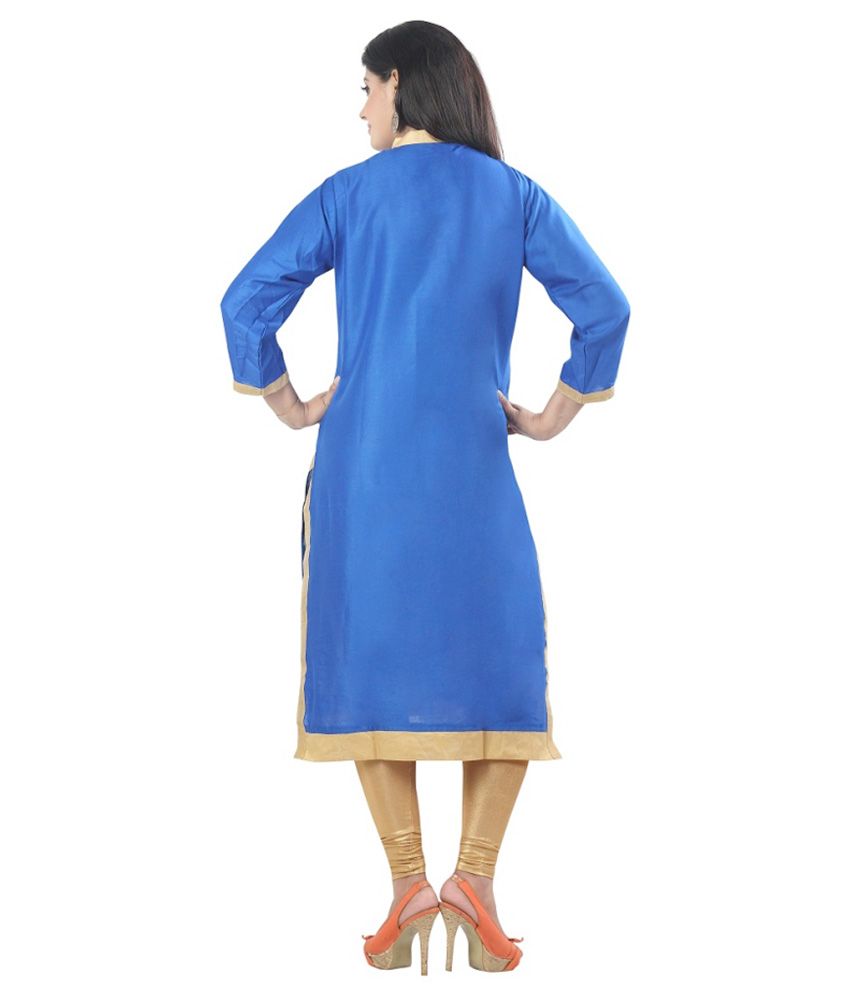 Bfly Blue Rayon Embroidered Kurti & Legging Set Buy Bfly Blue Rayon