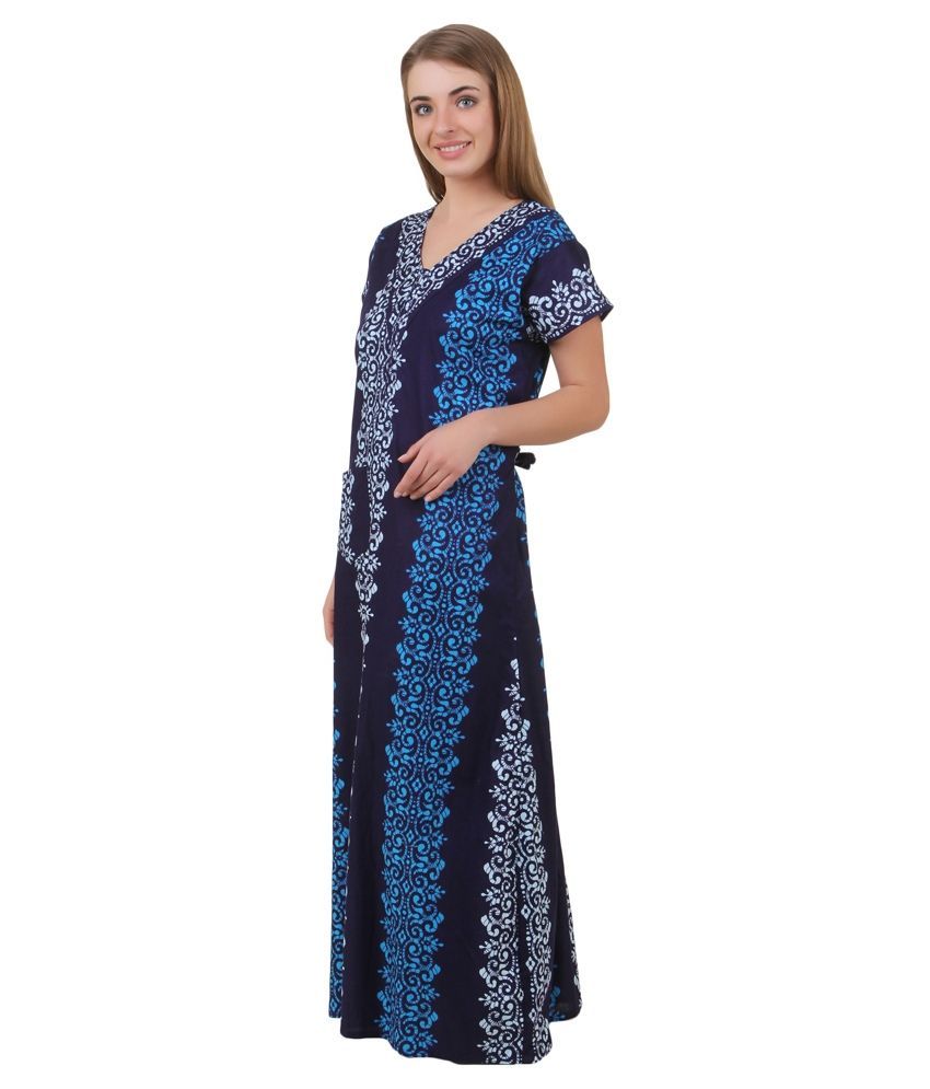 Buy Masha Blue Cotton Nighty Online at Best Prices in India - Snapdeal