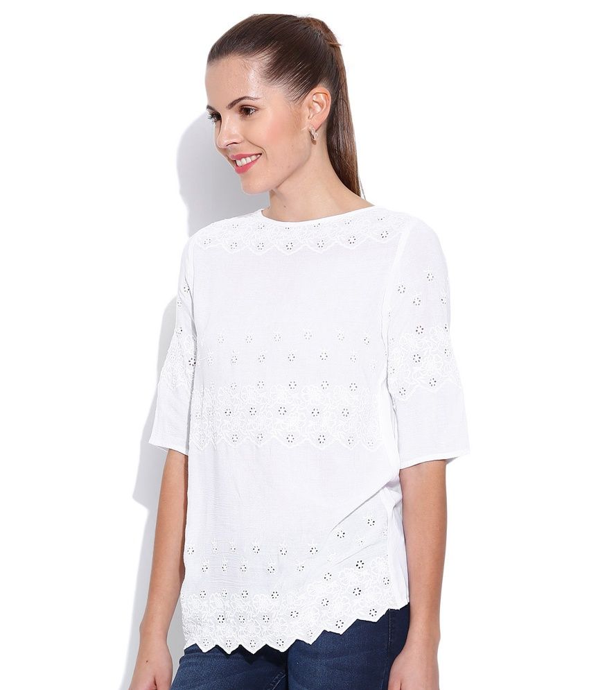 Vaak White Viscose Tops Buy Vaak White Viscose Tops Online at Best