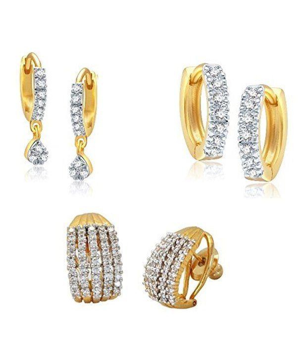     			Zeneme Combo of Trendy Gold plated Hoop Earrings