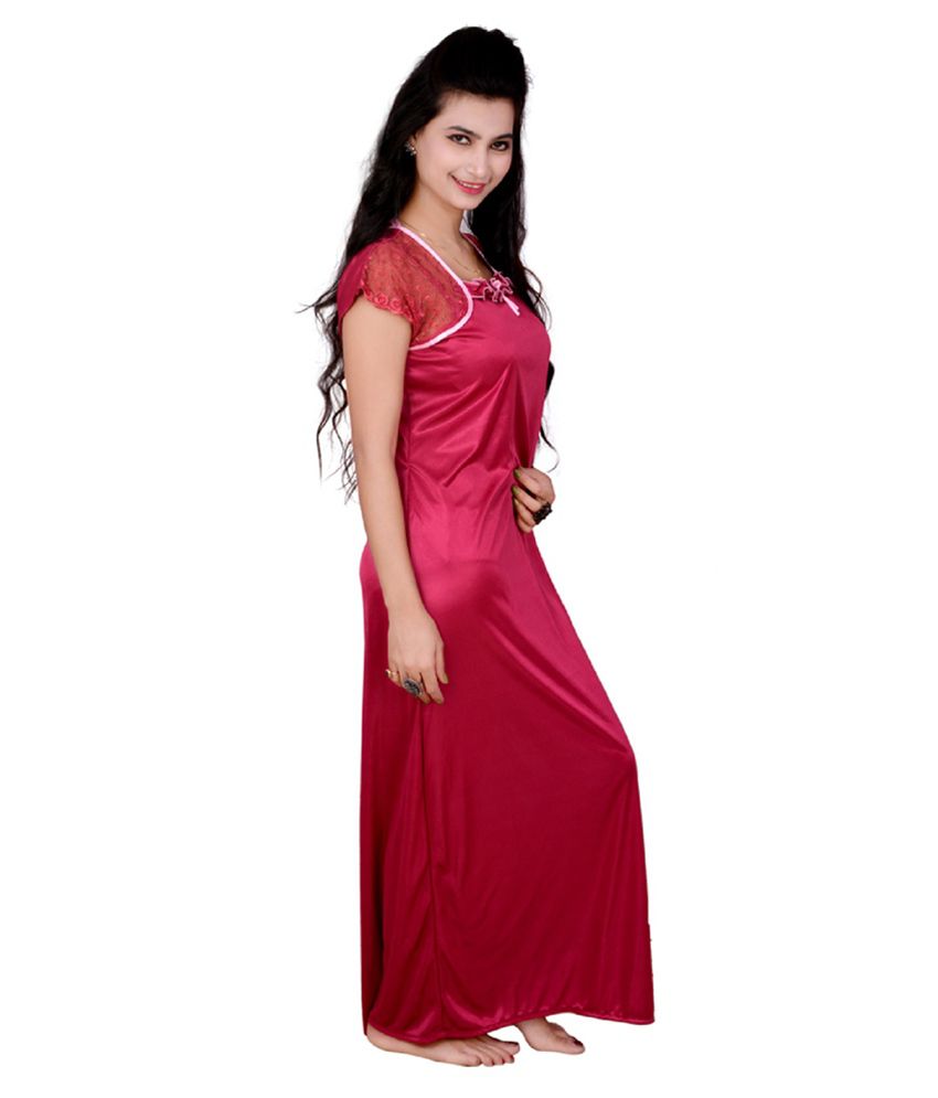 Buy Kismat Fashion Wine Satin Nighty Online at Best Prices in India ...