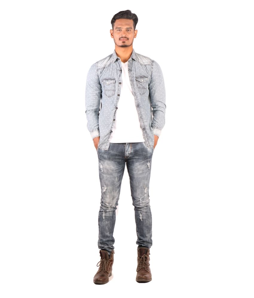 mens grey denim shirt uk