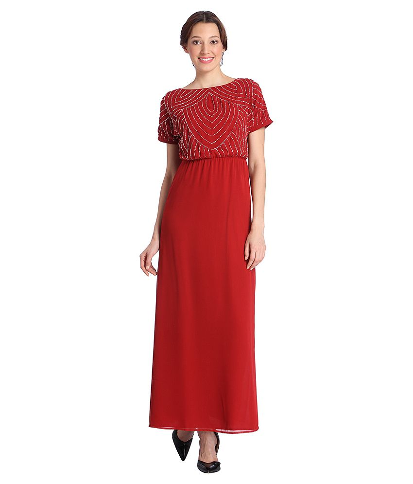 Vero Moda Red Embellished Maxi Dress - Buy Vero Moda Red Maxi Dress Best Prices in India on Snapdeal