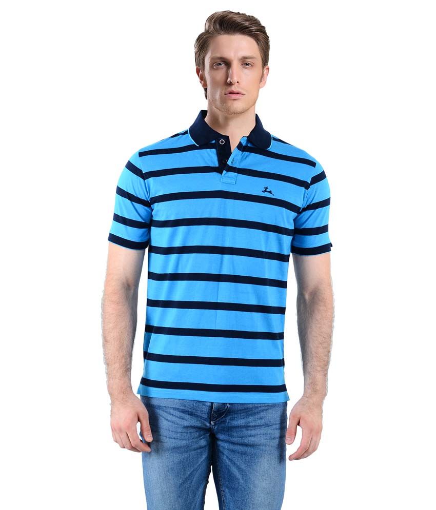 Vibgyor Blue Cotton Polo T shirt - Buy Vibgyor Blue Cotton Polo T shirt ...