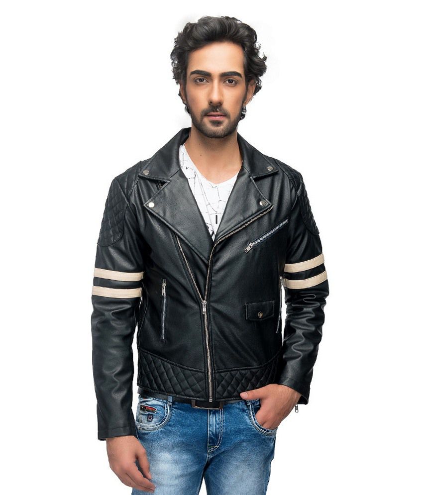 Anbow Black Full Sleeves Leather Jacket - Buy Anbow Black Full Sleeves ...