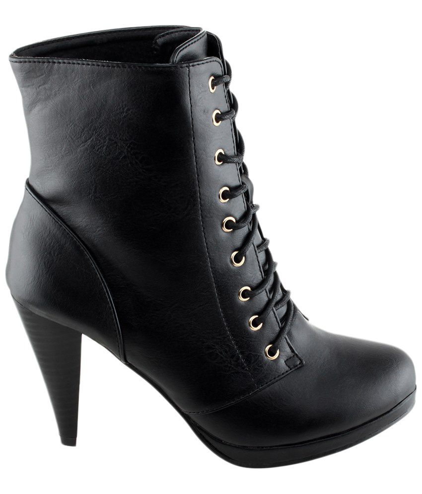 Shuz Touch Black Ankle Length Boots Price in India- Buy Shuz Touch ...