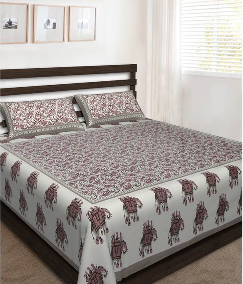     			Uniqchoice Cotton 1 Bedsheet with 2 Pillow Covers ( x )