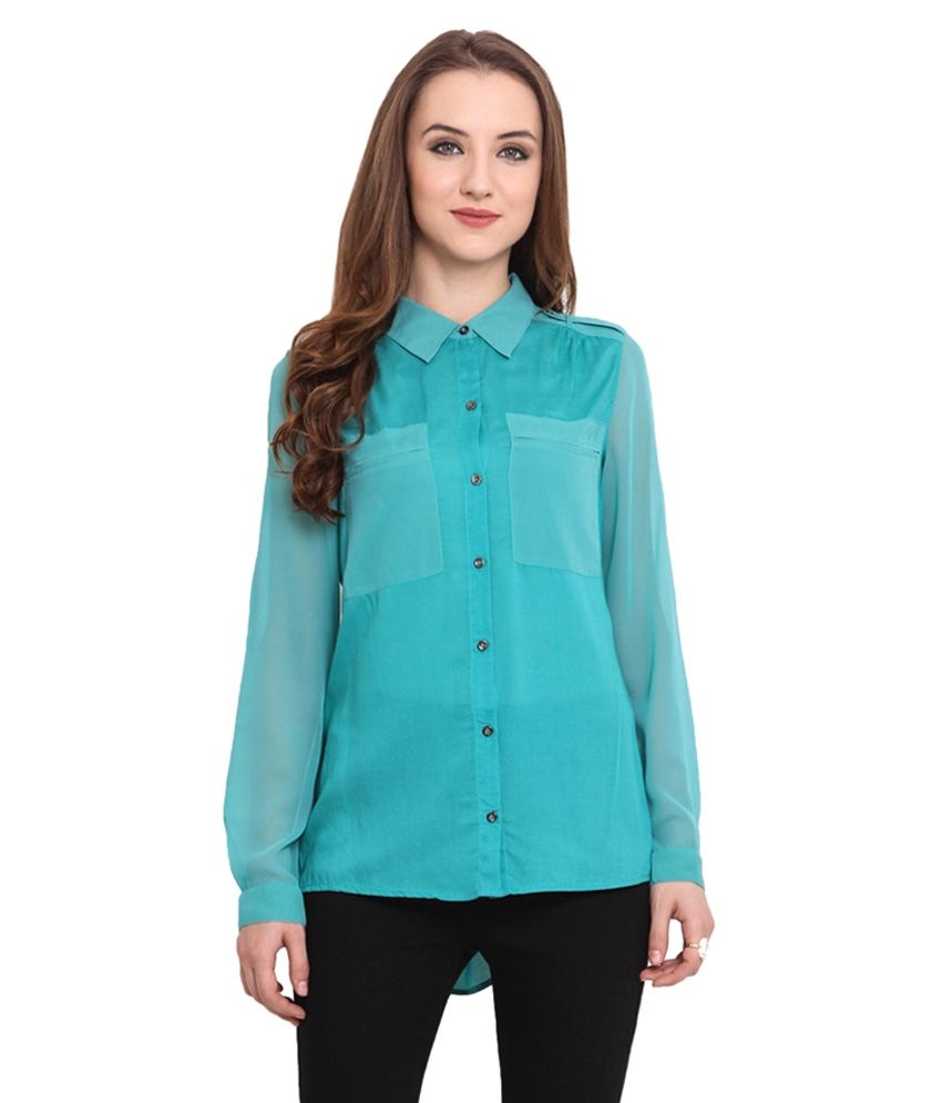 Blue Sequin Green Viscose Shirts Blue Sequin Green Viscose Shirts