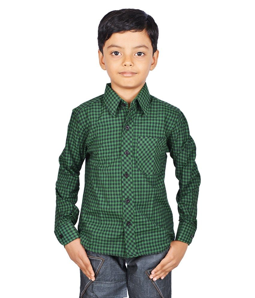 dark green checks shirt