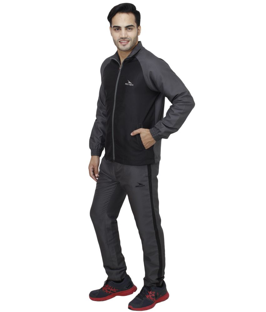 PRO Lapes Grey and Black Polyester Tracksuit - Buy PRO Lapes Grey and ...