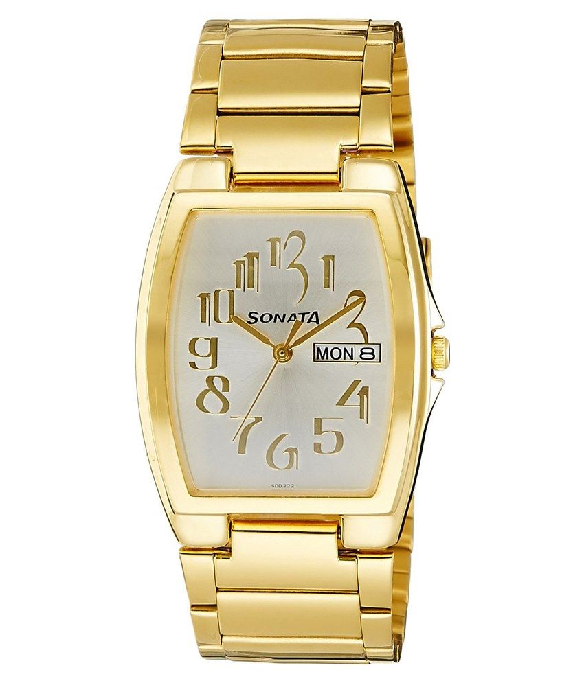 sonata golden wrist watch