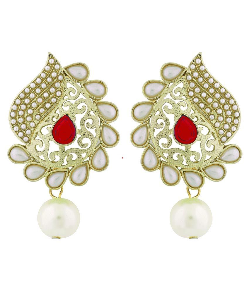     			The Jewelbox Red Wedding & Engagement Wear Stud Earrings