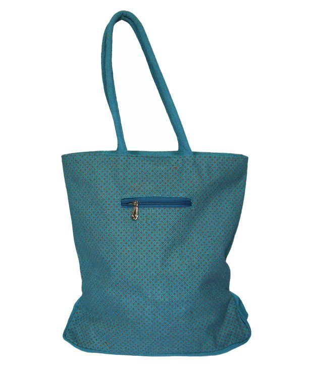 Indo Blue Jute Tote Bag Buy Indo Blue Jute Tote Bag Online at Best