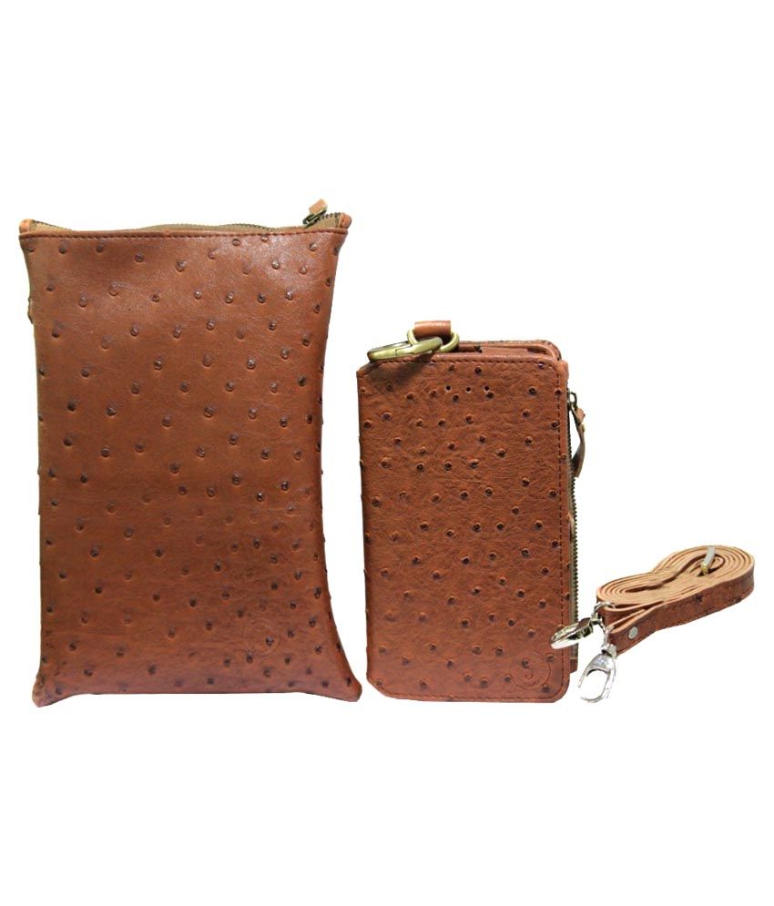 Jo Jo Mobile Pouch For Micromax A100 Brown With Wallet Sling Bag Mobile Cover Combos Online At Low Prices Snapdeal India