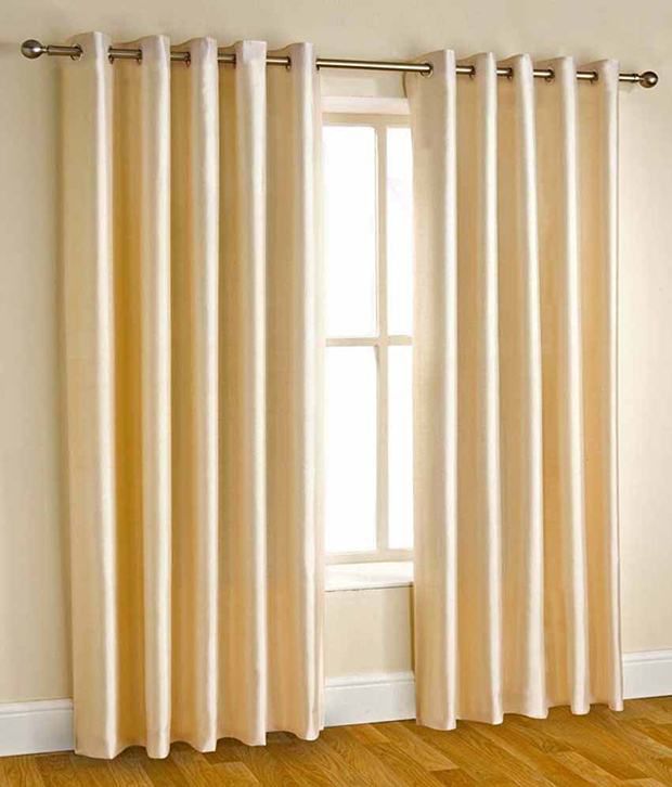     			Tanishka Fabs Solid Semi-Transparent Eyelet Curtain 5 ft ( Pack of 2 ) - Beige