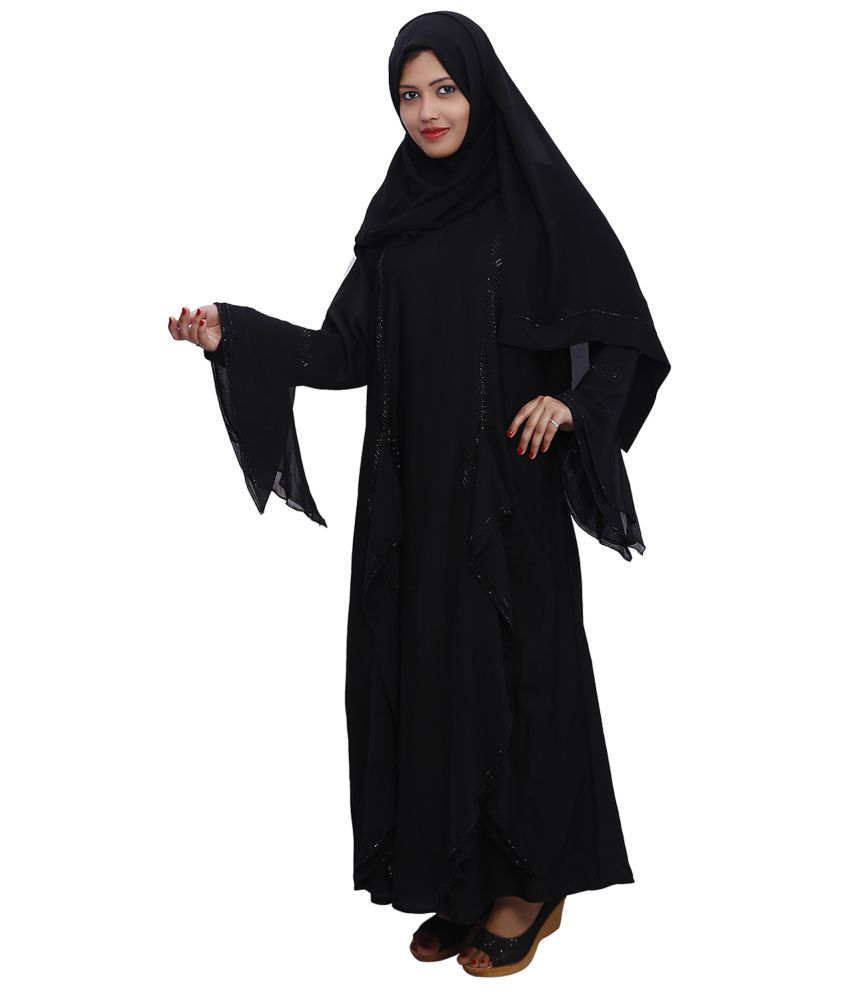 Dubai Abaya Black Art Silk Burqas Price in India - Buy Dubai Abaya ...