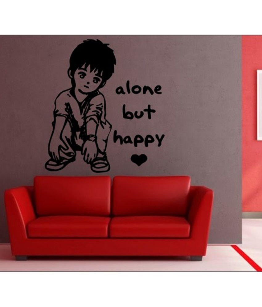     			Decor Villa Black Alone But Happy Wall Sticker