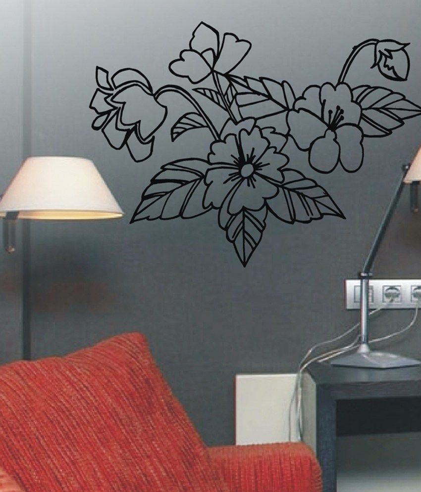     			Decor Villa Black Flowers Wall Sticker