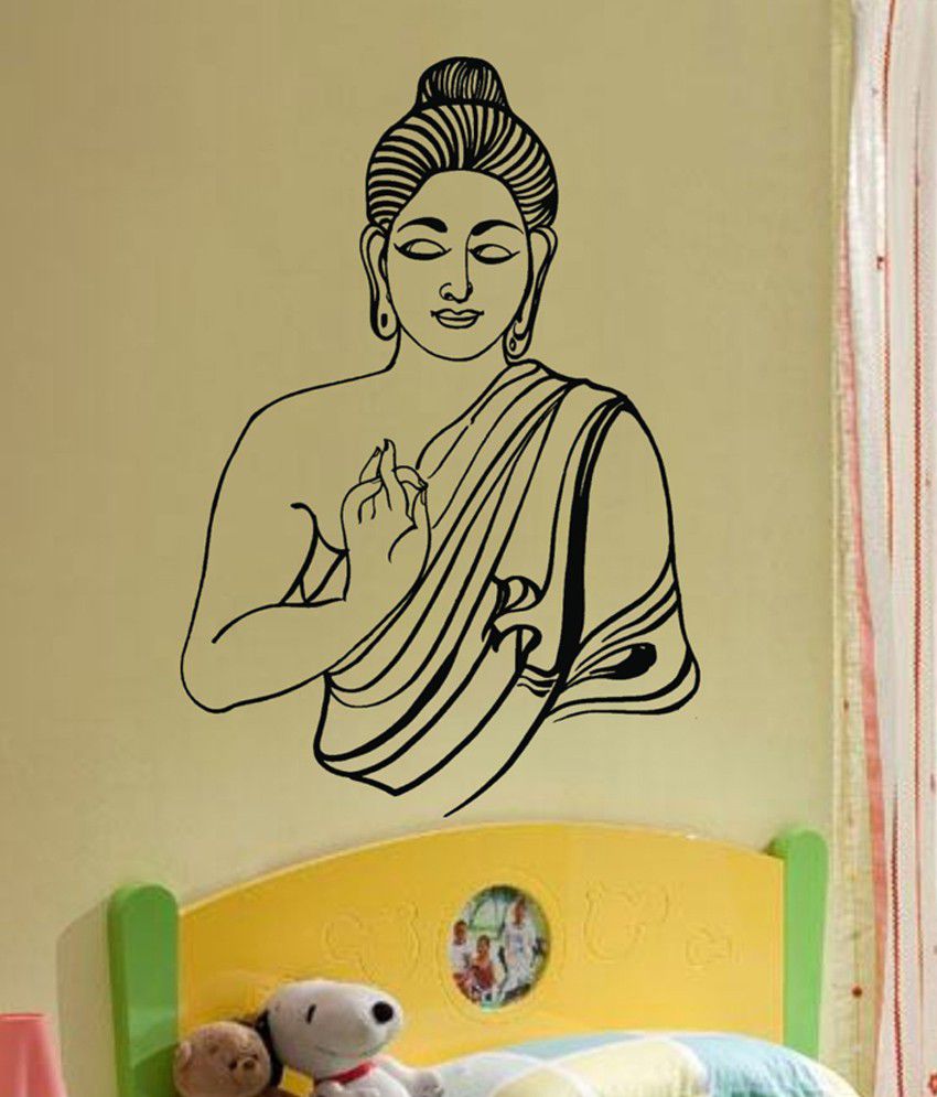     			Decor Villa Black Lord Buddha Wall Sticker