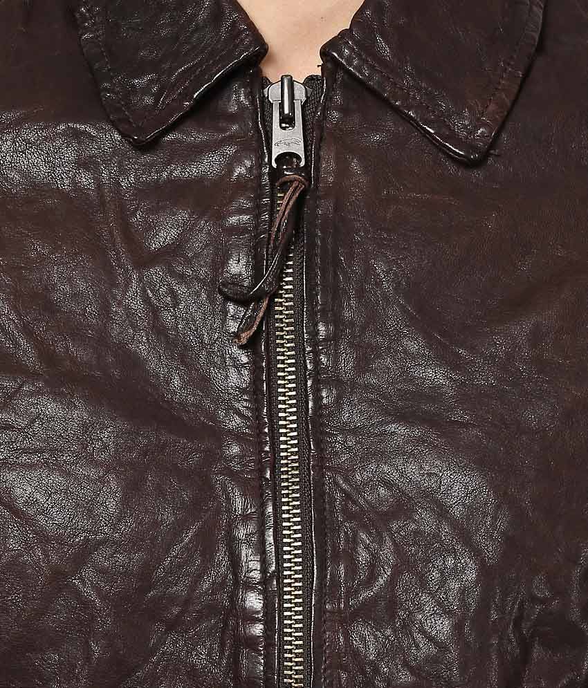 jack and jones brown leather jacket