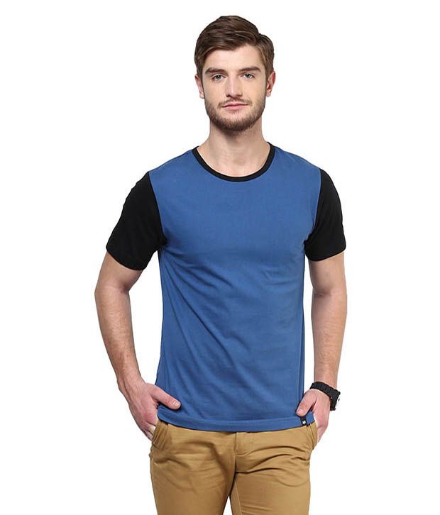     			Bukkl Blue Cotton T-shirt