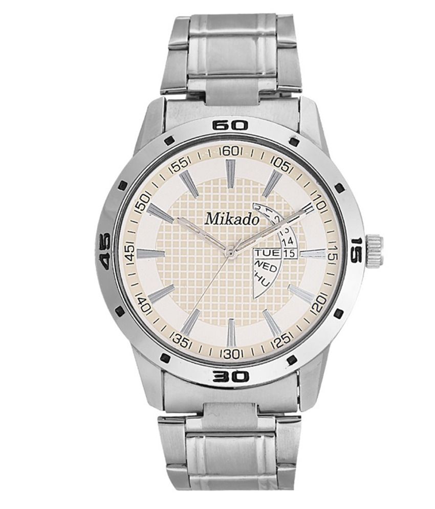 Mikado Silver Metal Analog Watch Price in India Buy Mikado Silver